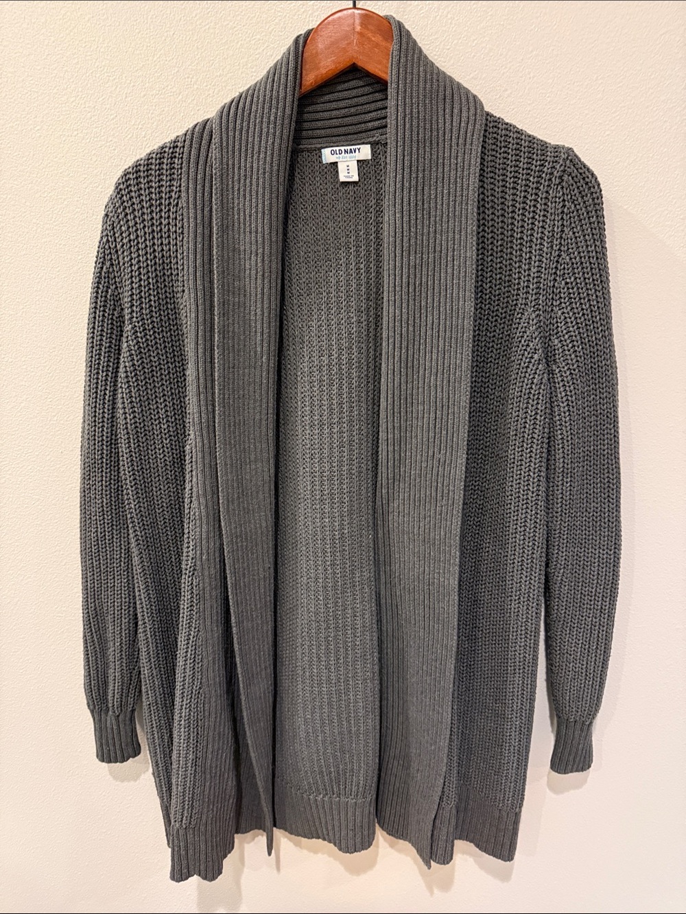 Old Navy Women's Heather Gray Shawl-Collar Knit Cardigan